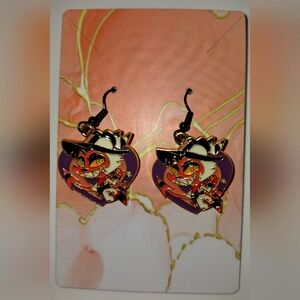 Helluva Boss Earrings Handmade Hypoallergenic Heart Shape Dangle Striker